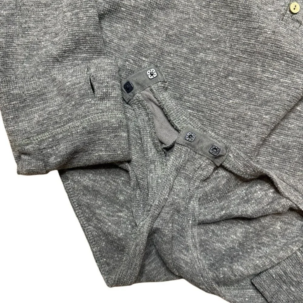 Free People Women's Medium Dylan Waffle Thermal Bodysuit Button Gray